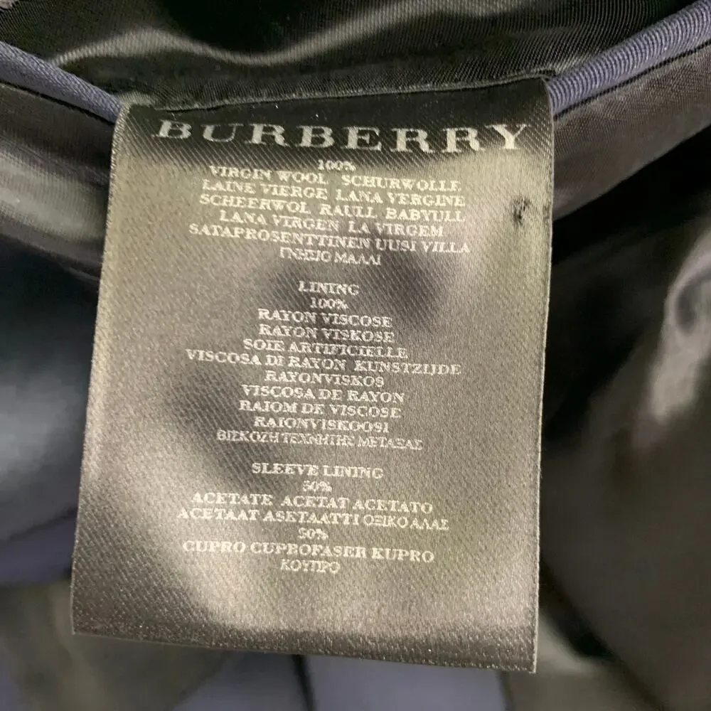 BURBERRY PRORSUM Size 40 Navy Blue Virgin Wool Tuxedo Sport Coat